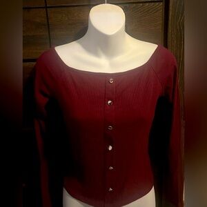 Cute dark burgundy shirt with buttons going down